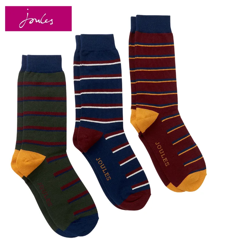 Joules Striking Socks 3pk - Multi Stripe